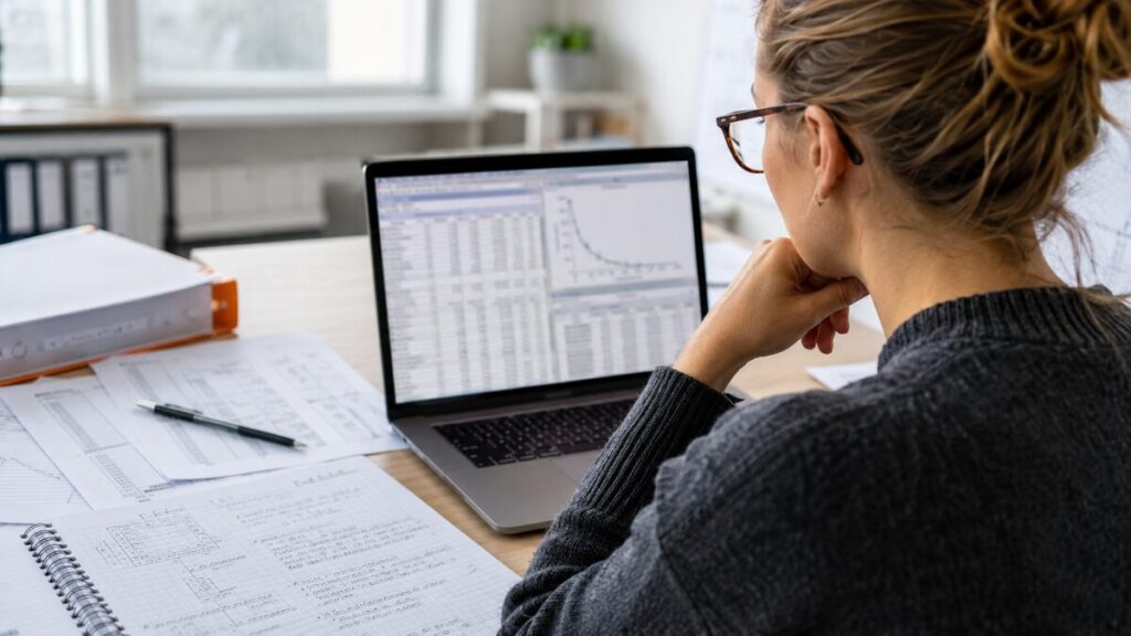 SPSS factor analysis help - student reviewing factor loadings and a scree plot