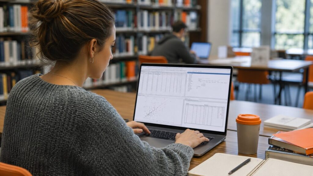 SPSS help for dissertation - student analysing dissertation data in SPSS