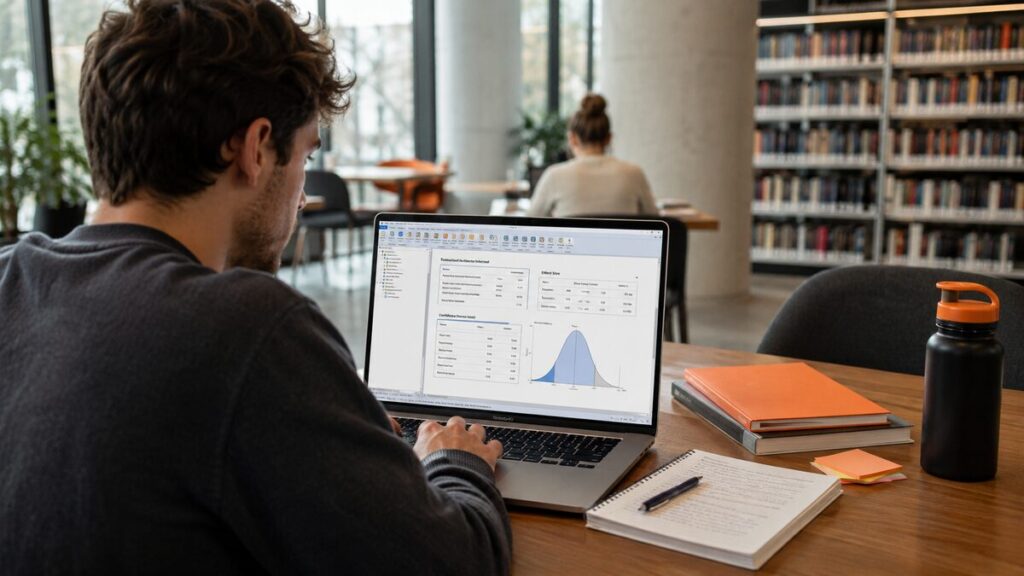 SPSS inferential statistics help - student reviewing hypothesis tests and confidence intervals