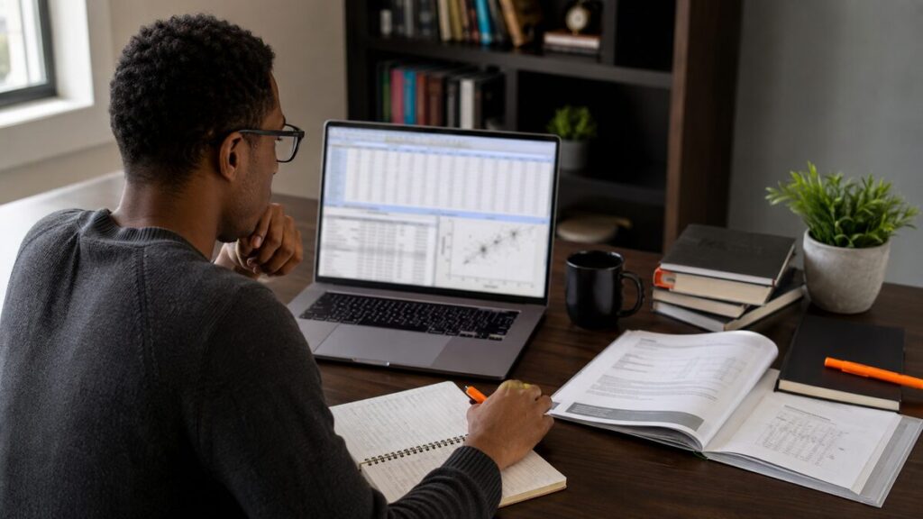 thesis data analysis help - student doing thesis data analysis in SPSS
